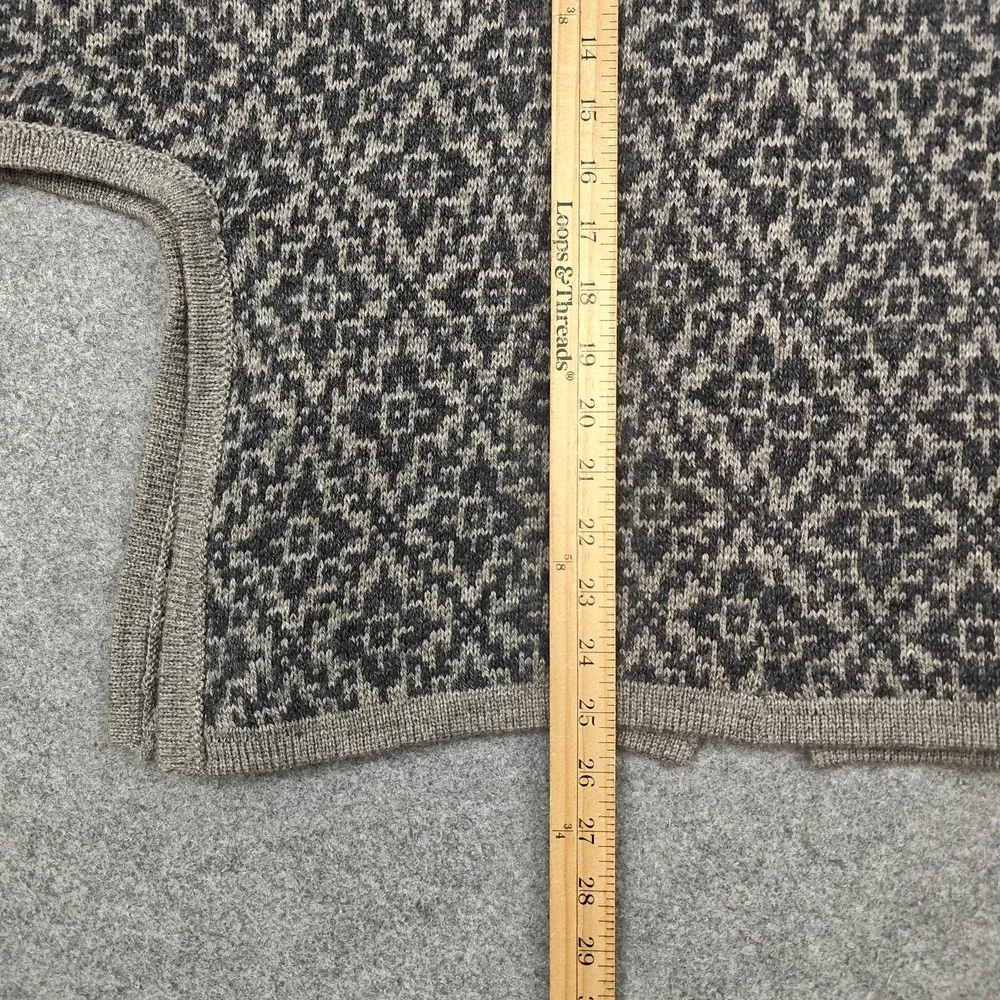 Alpaca Warehouse Poncho Womens Medium Gray Alpaca Knit Button Collared Geometric - Picture 11 of 15